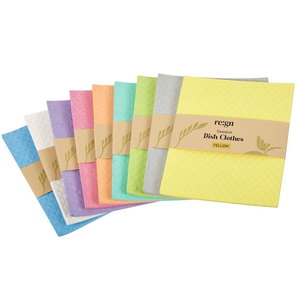 Swedish Eco Durable Dish Cloths, Vegan Biodegradable Kitchen Cloths 4 Pack - REGN