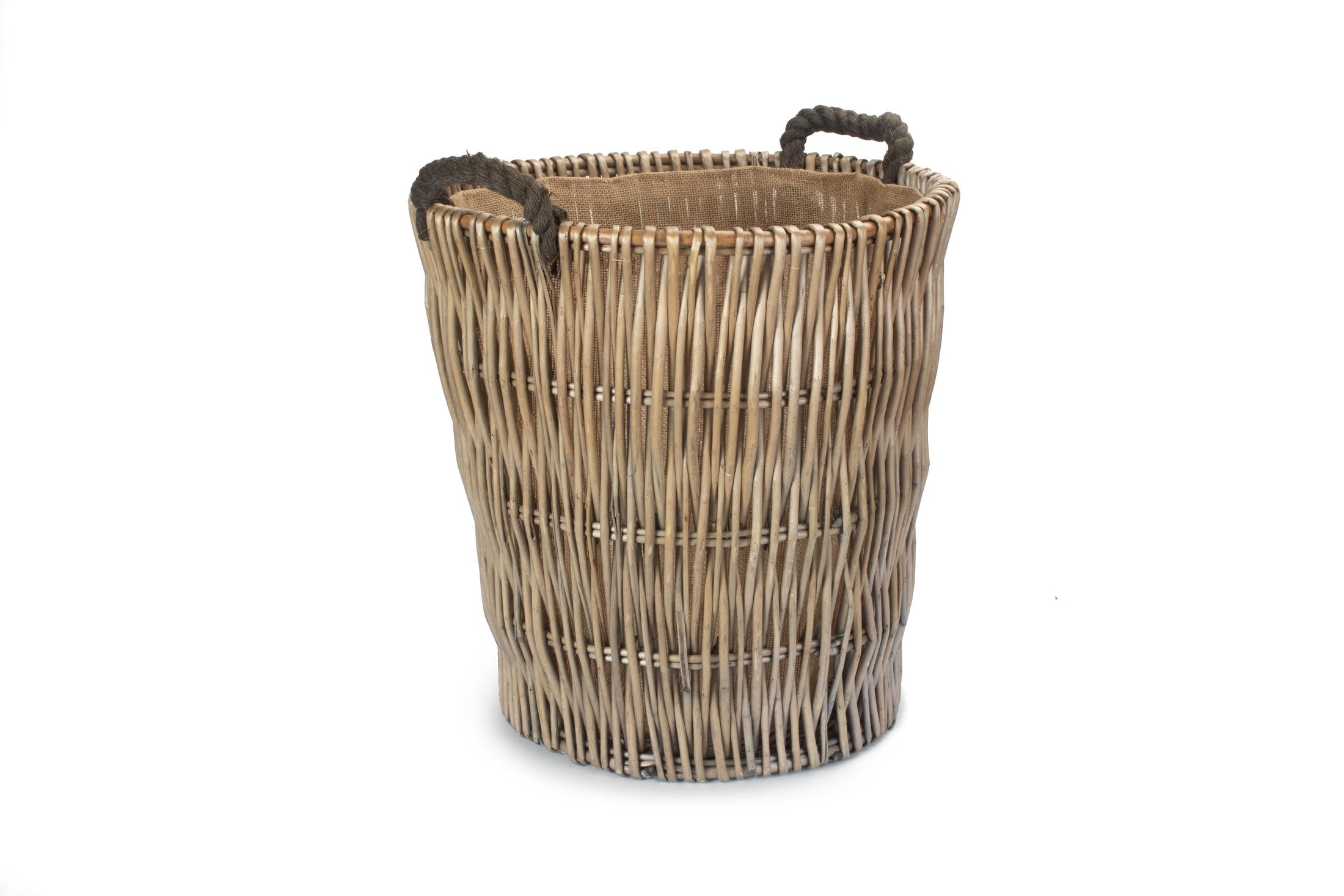 Tall Round Grey Log Basket - REGN