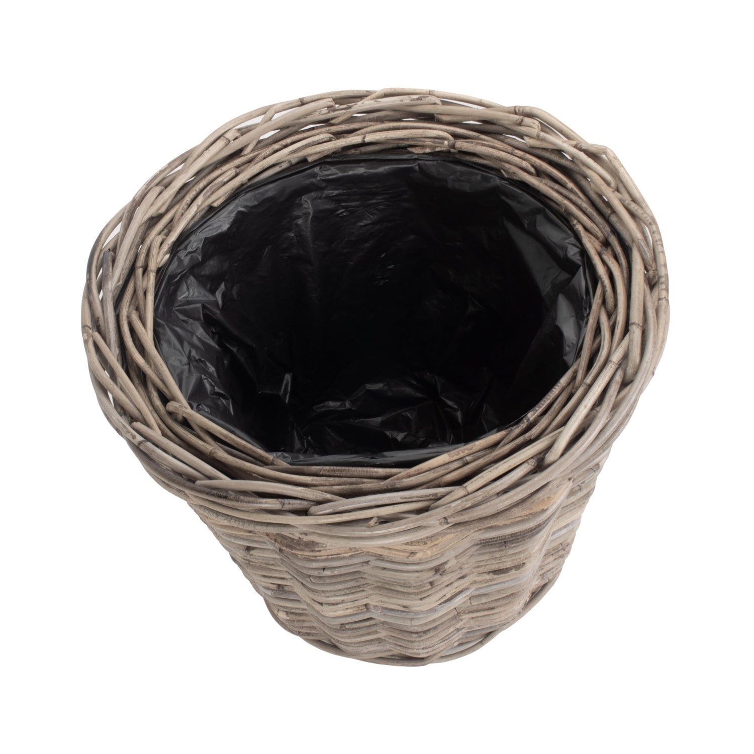 Tapered Rattan Round Planter With Plastic Lining Set 2 - REGN