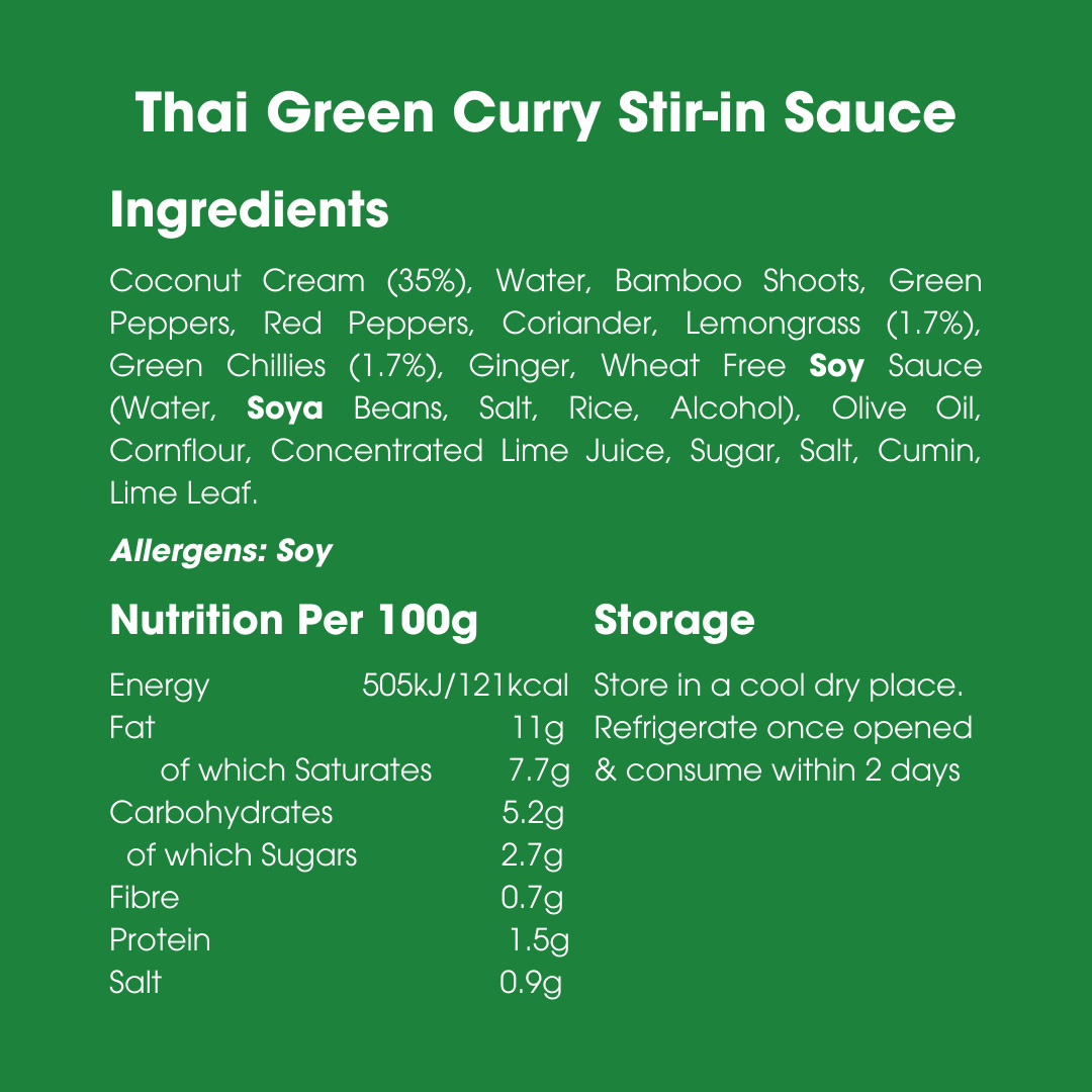 Thai Green Curry Stir - in Sauce 260g – Low FODMAP, Gluten Free & Vegan - REGN