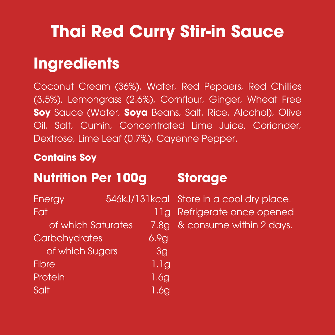Thai Red Curry Stir - in Sauce 260g – Low FODMAP, Gluten Free & Vegan - REGN