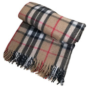 Thomson Camel Recycled Wool Blanket in Classic Tartan Check - REGN