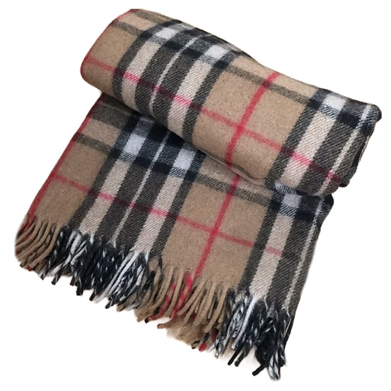 Thomson Camel Recycled Wool Blanket in Classic Tartan Check - REGN
