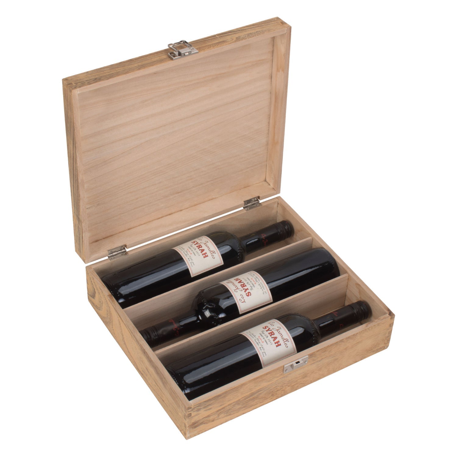 Three Bottle Oak Effect Wooden Box - REGN