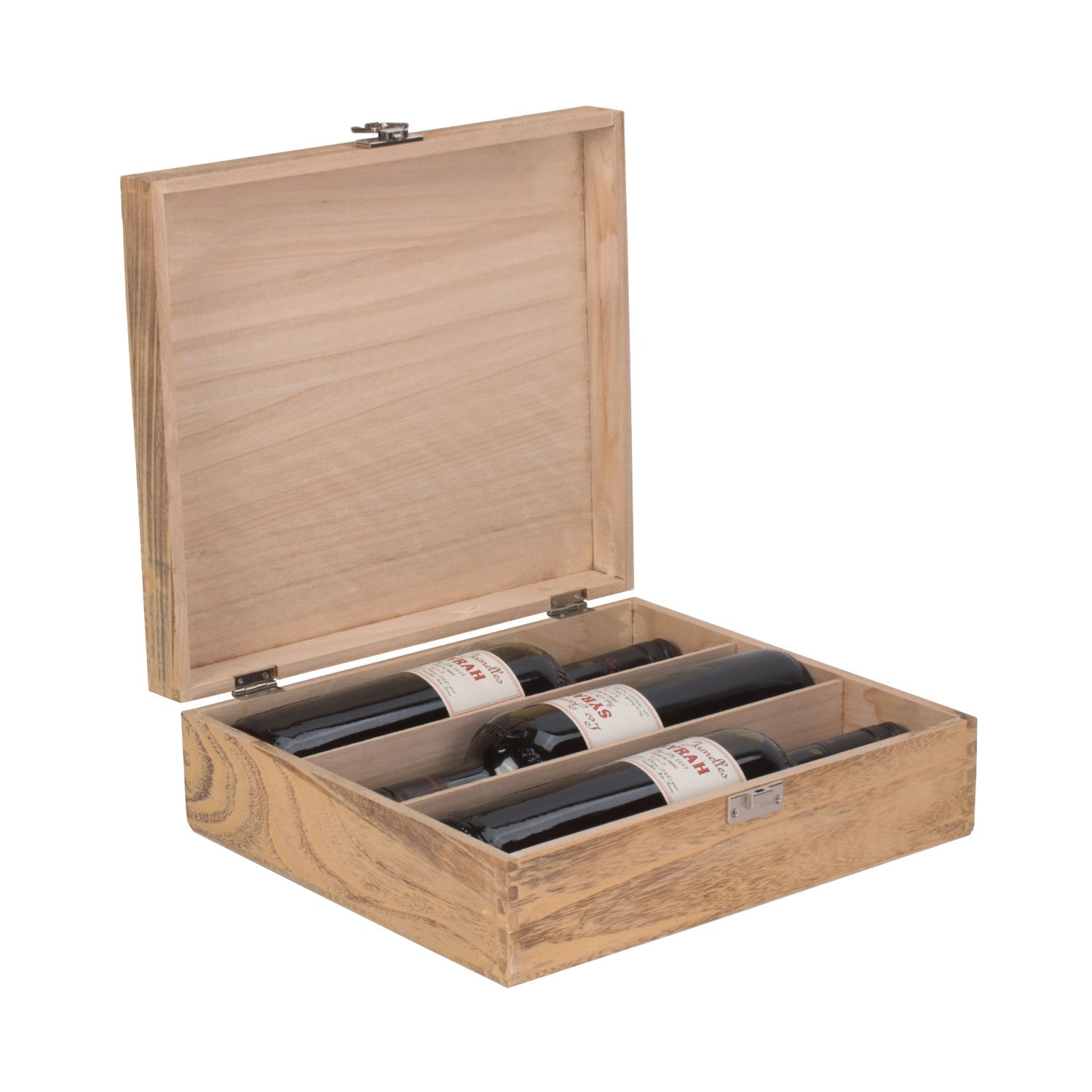 Three Bottle Oak Effect Wooden Box - REGN