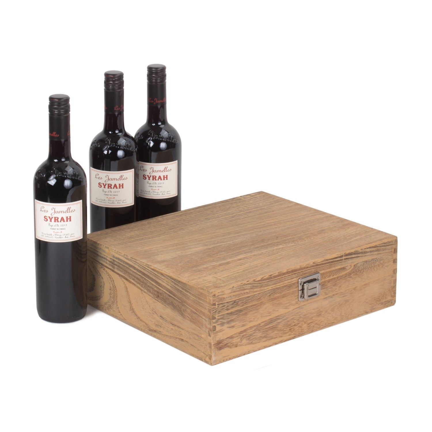 Three Bottle Oak Effect Wooden Box - REGN