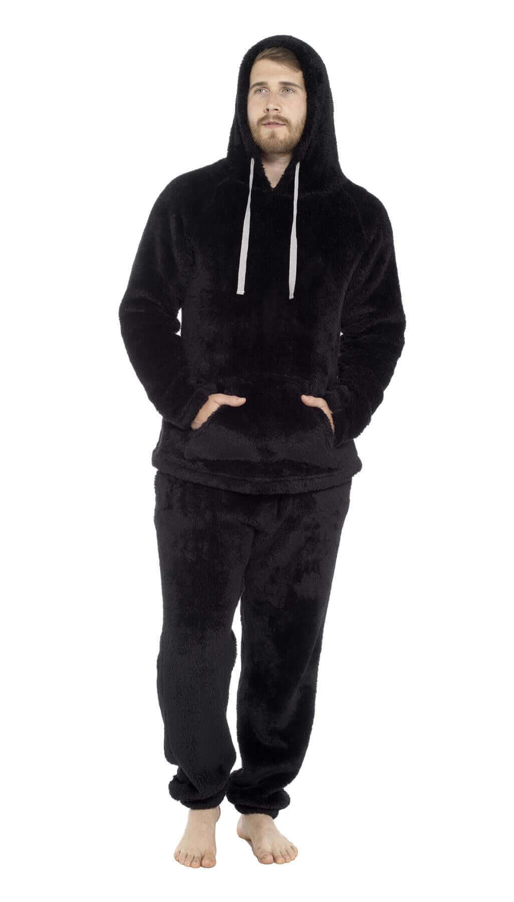 Toro Rocco Men's Hooded Snuggle Fleece Loungewear Pyjama Set Thermal With Elastic Waist - REGN