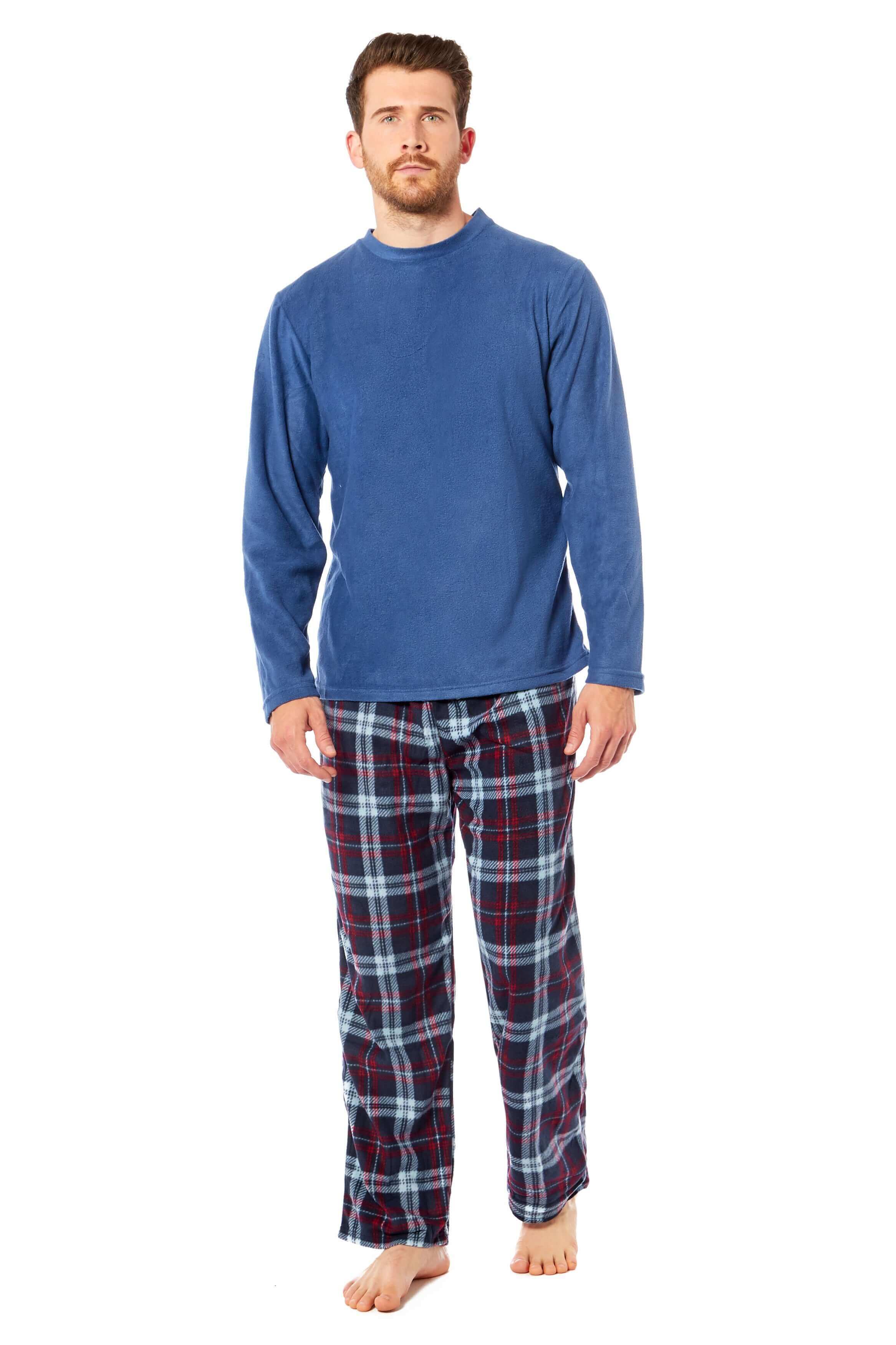 Toro Rocco Men's Thermal Fleece Pyjama Set With Check Pants Winter Loungewear Brushed Base Layer Warmth - REGN