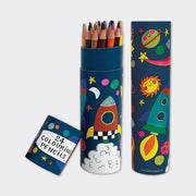 Tube of 24 Colouring Pencils – Cosmic Space Rocket Theme - REGN