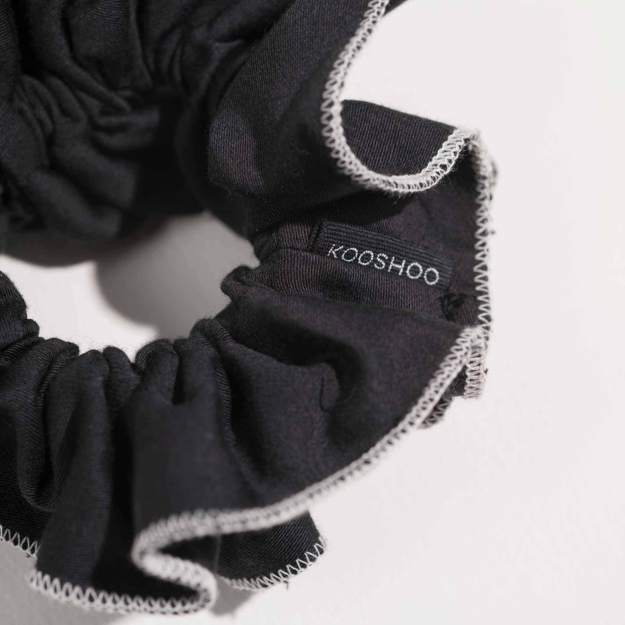 Tuxedo Ruffle Scrunchie – Organic Ruched Satin - REGN