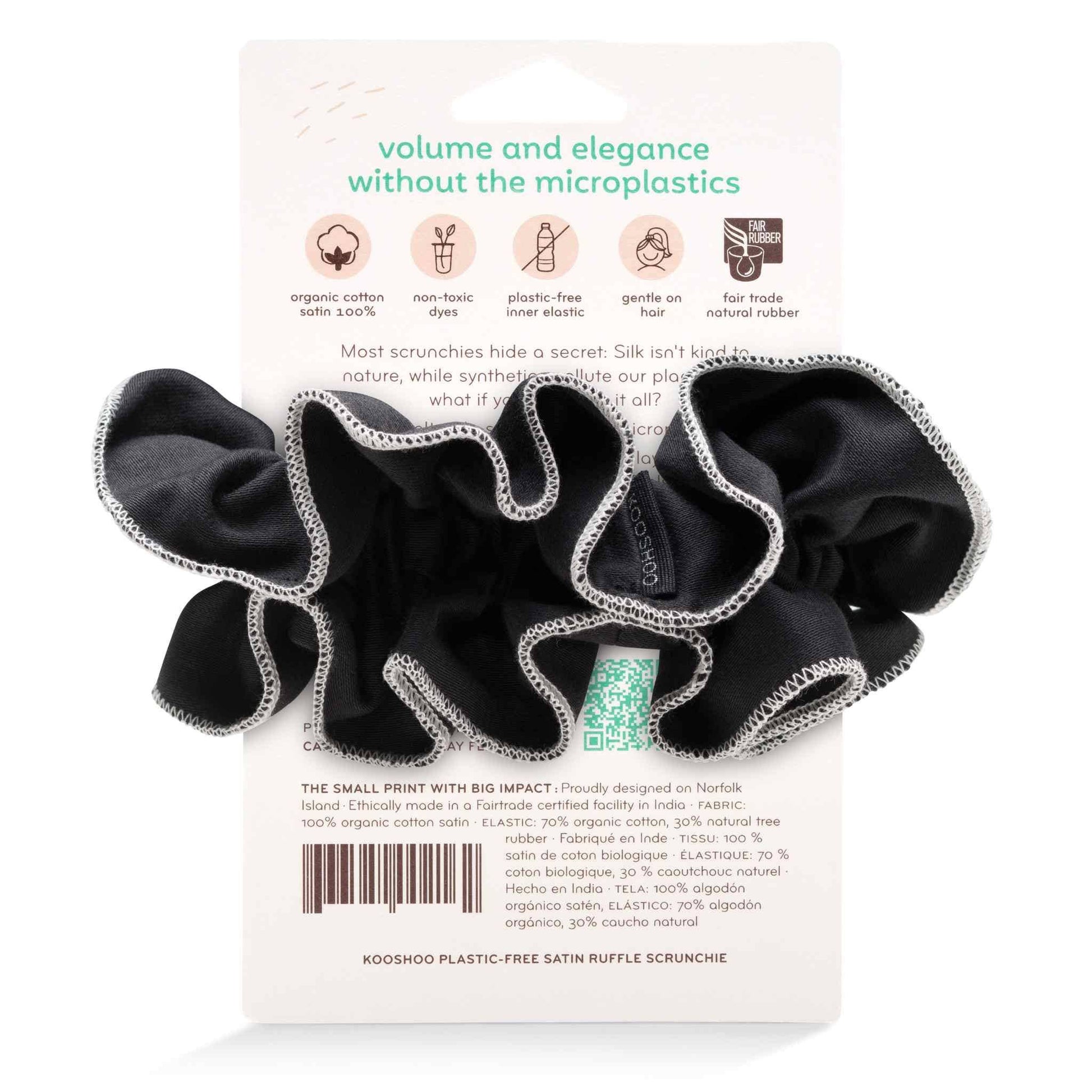 Tuxedo Ruffle Scrunchie – Organic Ruched Satin - REGN