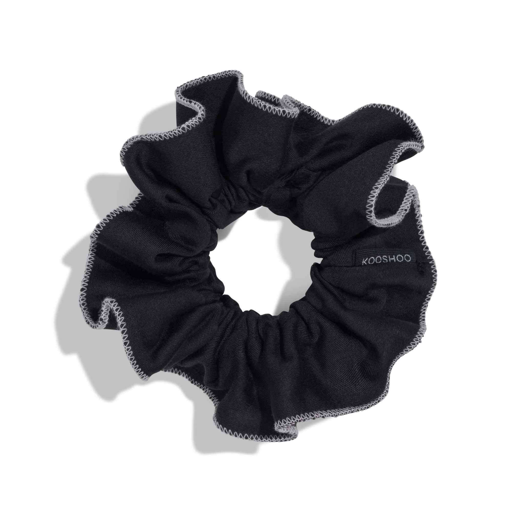 Tuxedo Ruffle Scrunchie – Organic Ruched Satin - REGN