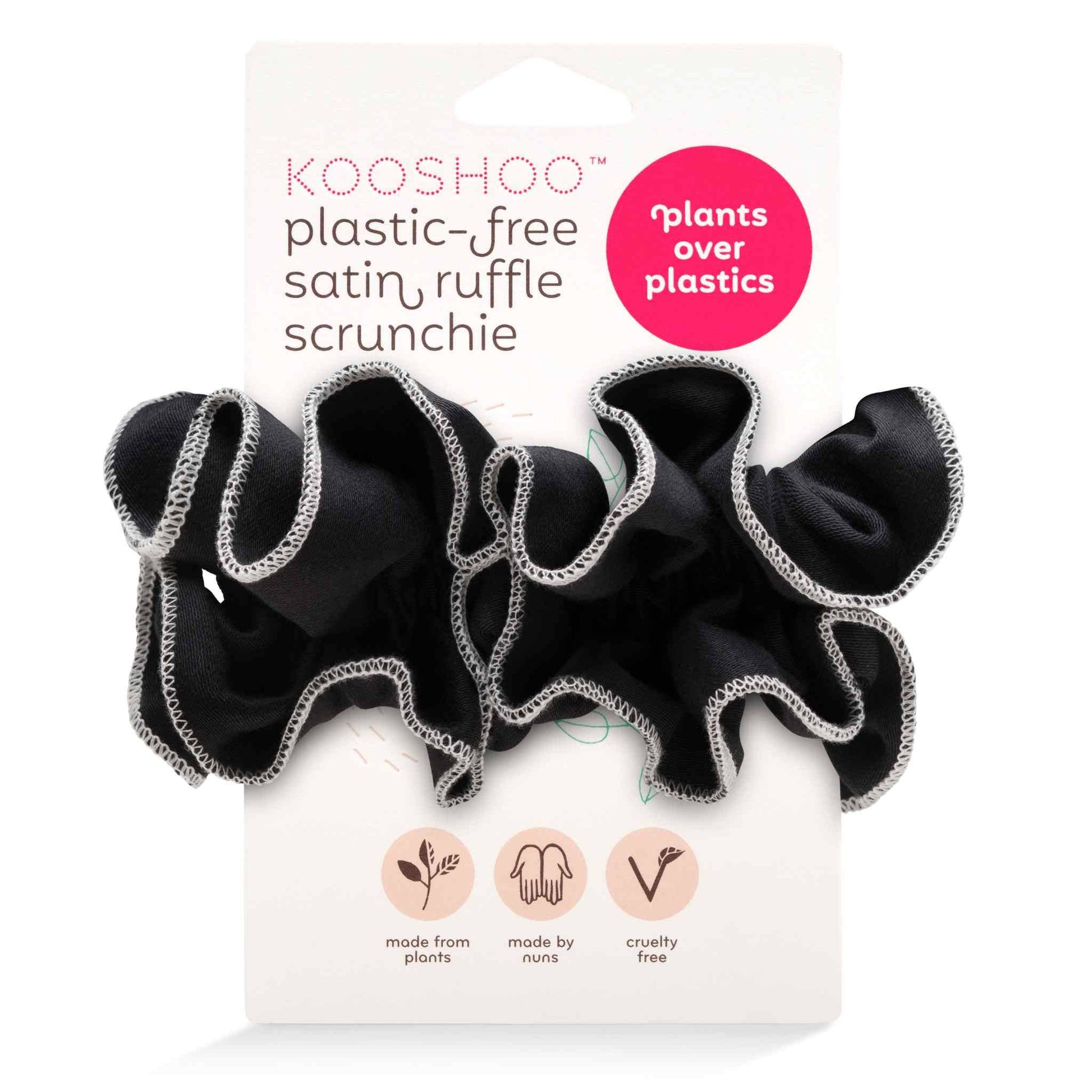 Tuxedo Ruffle Scrunchie – Organic Ruched Satin - REGN