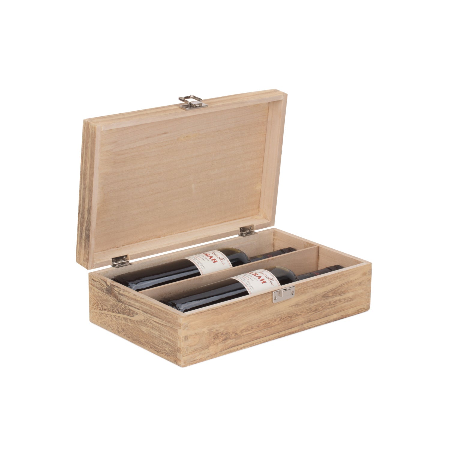 Two Bottle Oak Effect Wooden Box - REGN