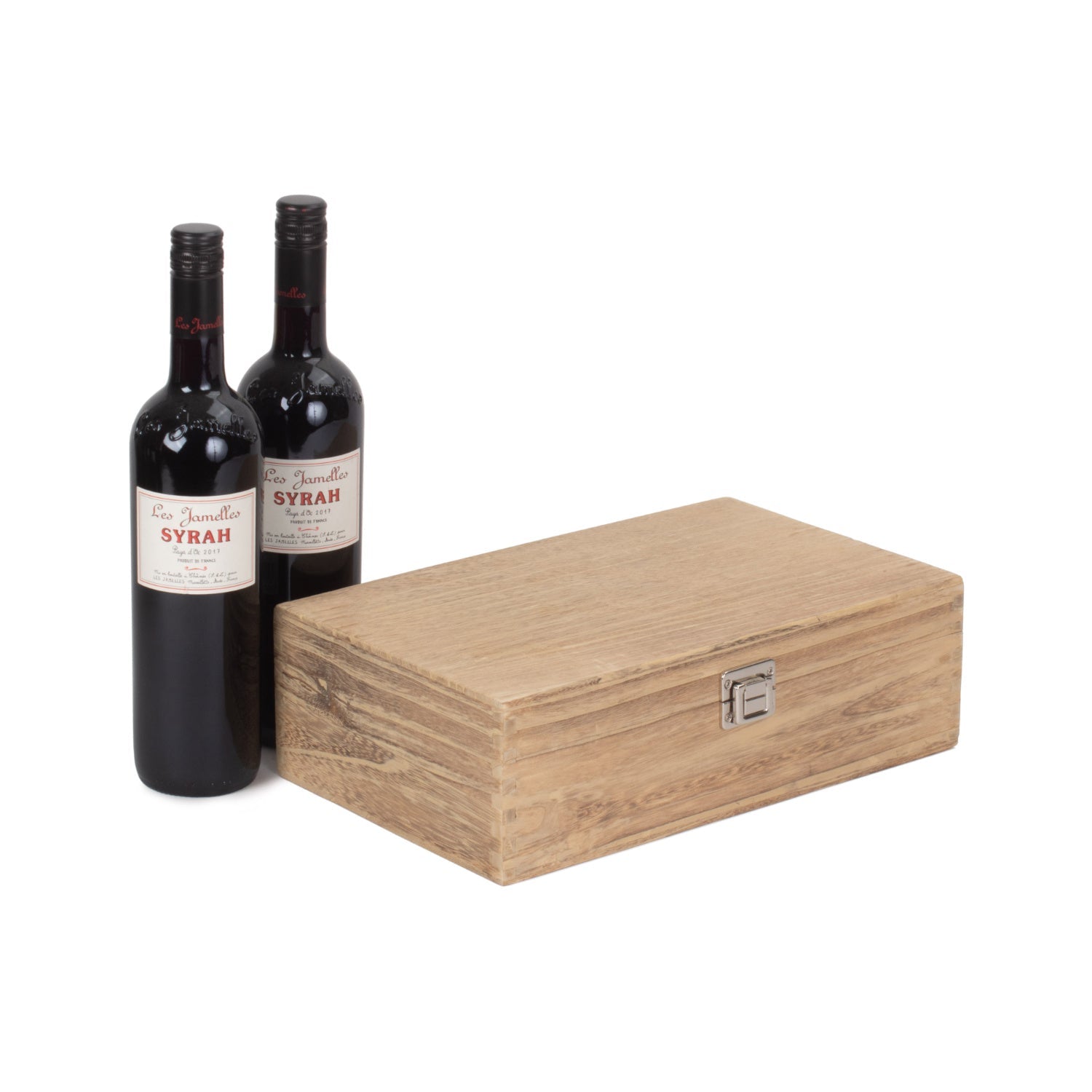 Two Bottle Oak Effect Wooden Box - REGN