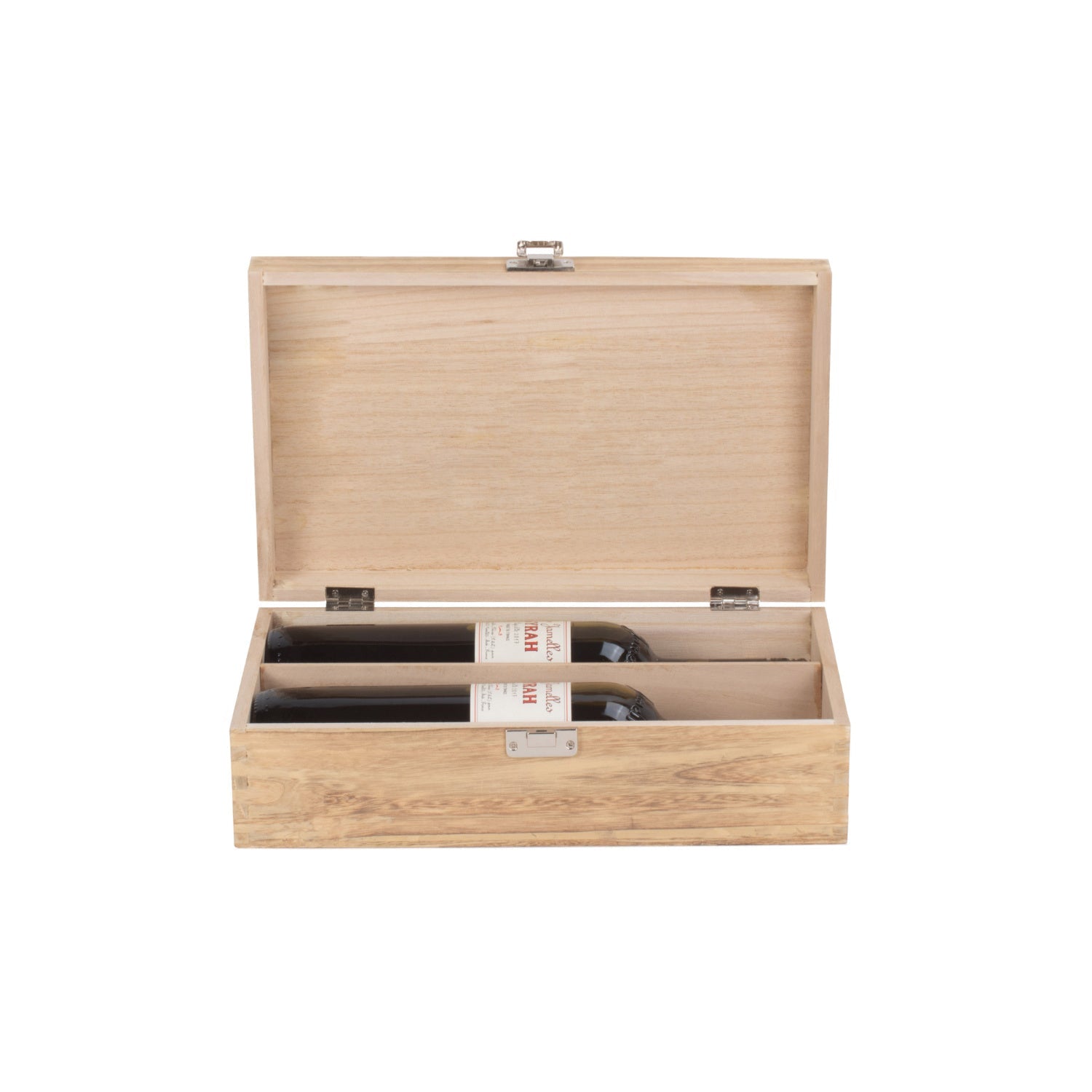 Two Bottle Oak Effect Wooden Box - REGN