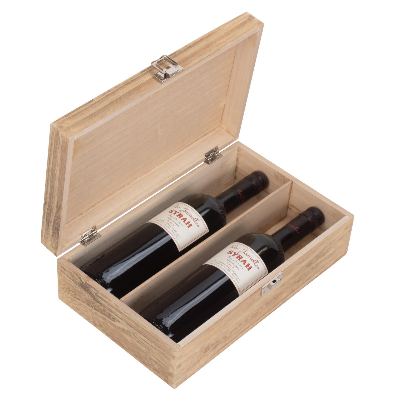 Two Bottle Oak Effect Wooden Box - REGN