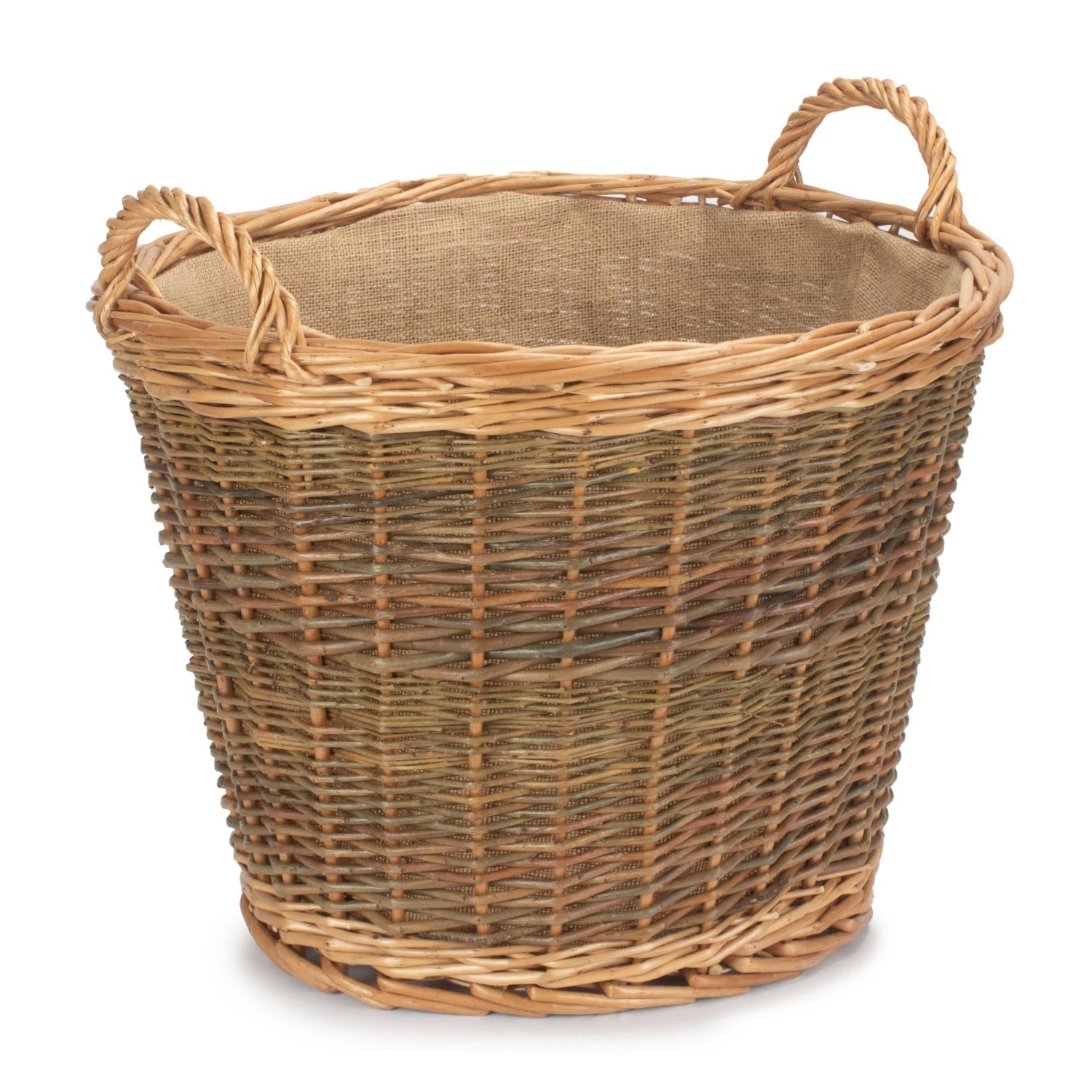 Unpeeled Log Basket With Lining - REGN