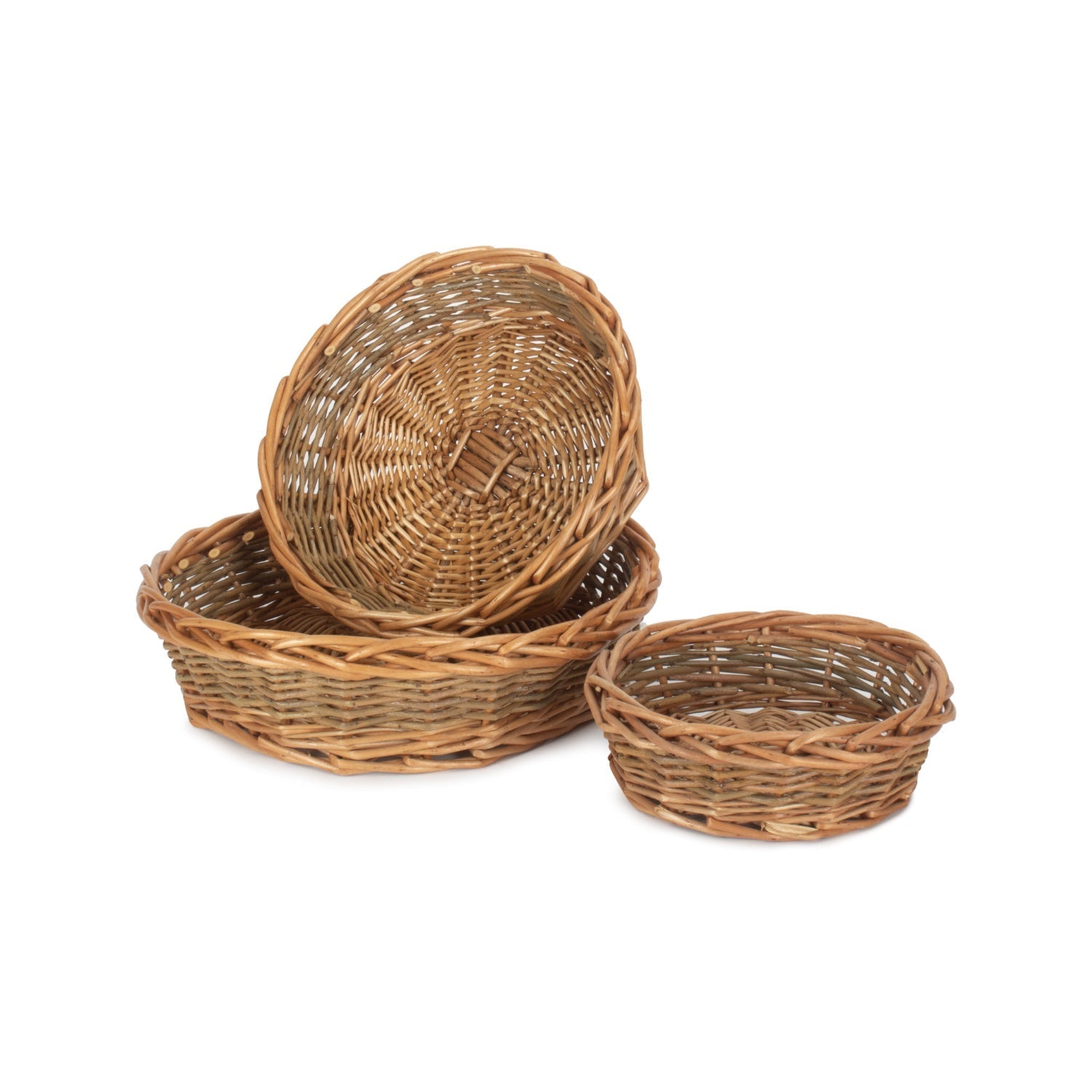 Unpeeled Willow Round Tray Baskets Set 3 - REGN