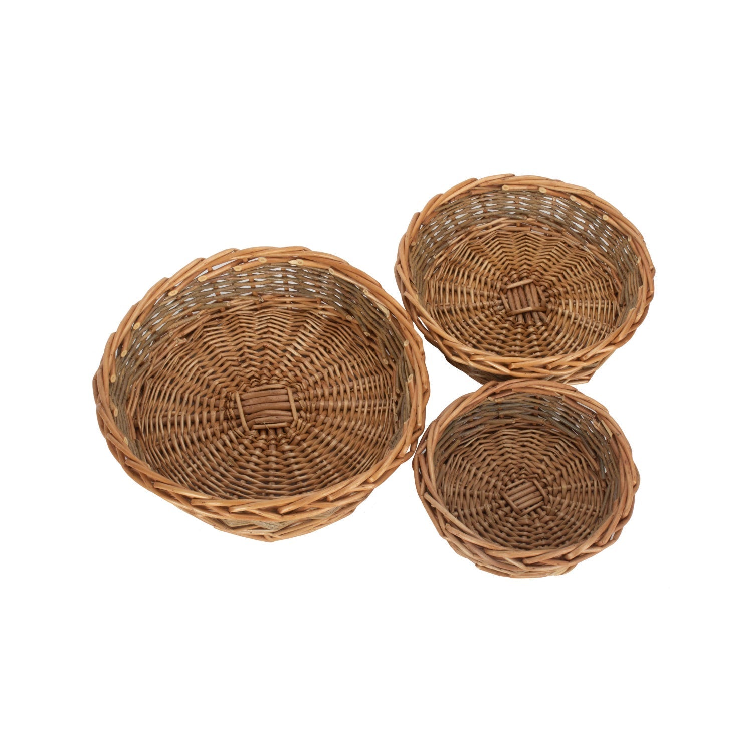 Unpeeled Willow Round Tray Baskets Set 3 - REGN