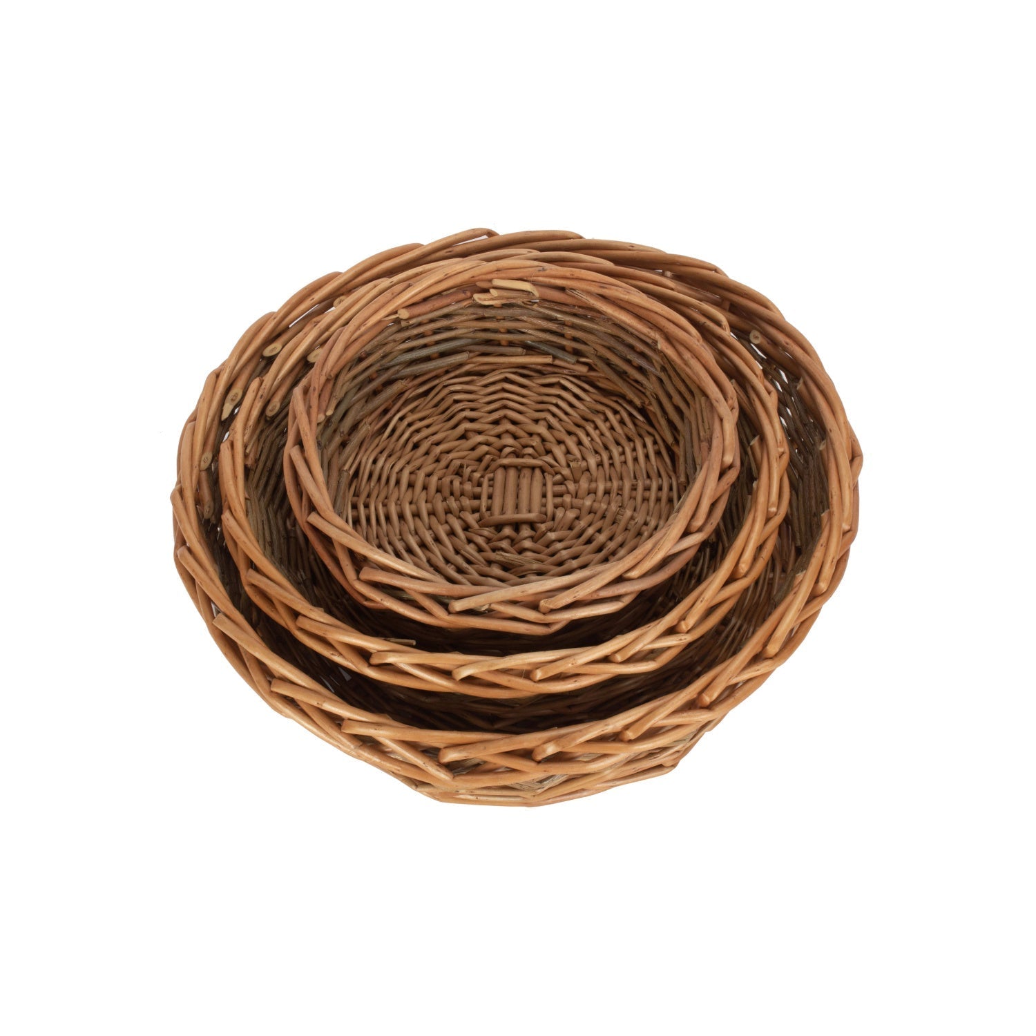 Unpeeled Willow Round Tray Baskets Set 3 - REGN