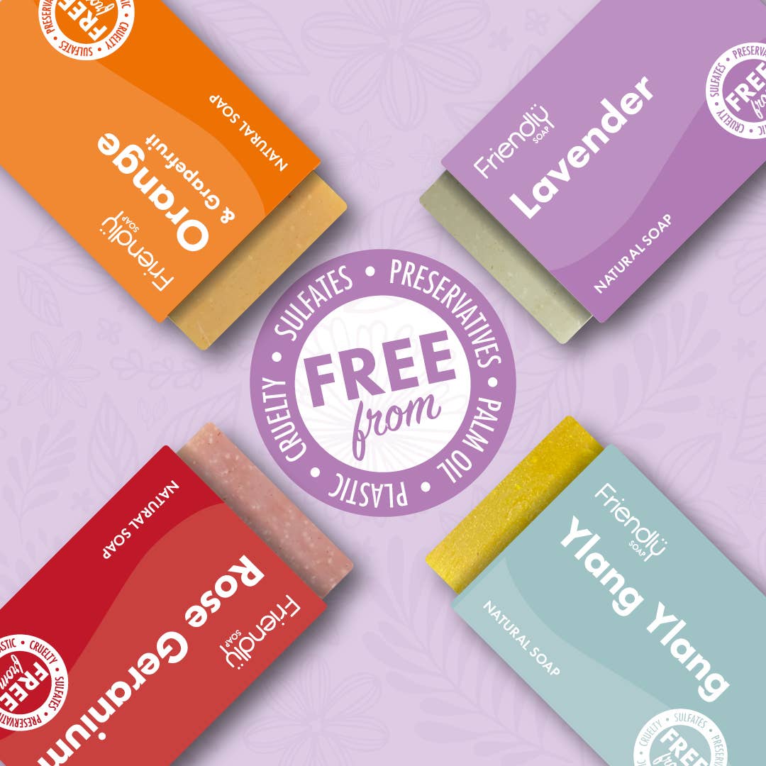 Vegan Soap Gift Set – Floral & Fruity Selection (4 x 95g Bars, Plastic - Free & Handmade) - REGN