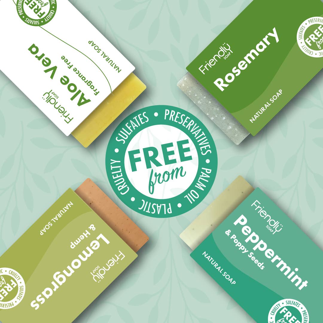 Vegan Soap Gift Set – Leafy & Herbaceous Selection (4 x 95g Bars, Plastic - Free & Handmade) - REGN
