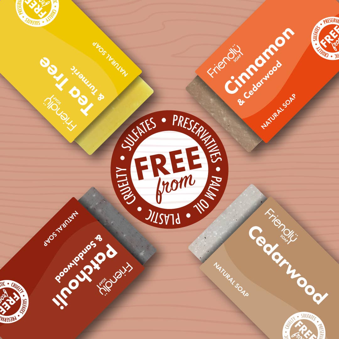 Vegan Soap Gift Set – Spicy & Woody Selection (4 x 95g Bars, Plastic - Free & Handmade) - REGN