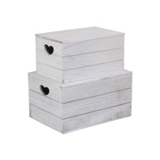 Vintage White Wash Heart Cut-Out Box with Lid Set 2 - REGN