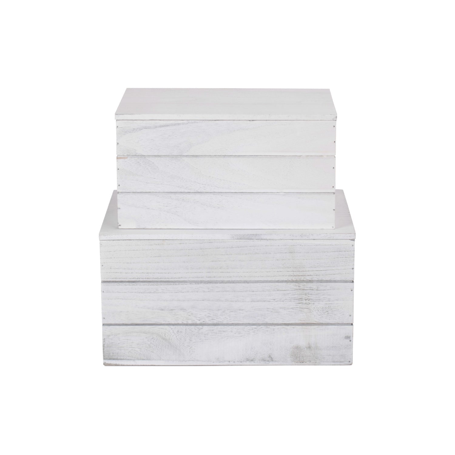 Vintage White Wash Heart Cut-Out Box with Lid Set 2 - REGN