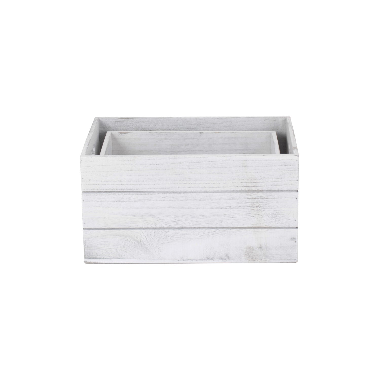 Vintage White Wash Heart Cut-Out Crate Set 2 - REGN