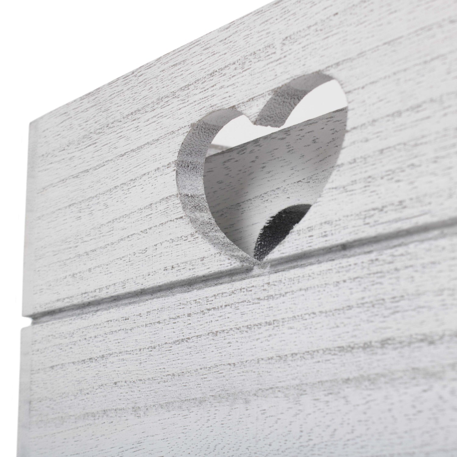 Vintage White Wash Heart Cut-Out Crate Set 2 - REGN