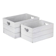 Vintage White Wash Heart Cut-Out Crate Set 2 - REGN