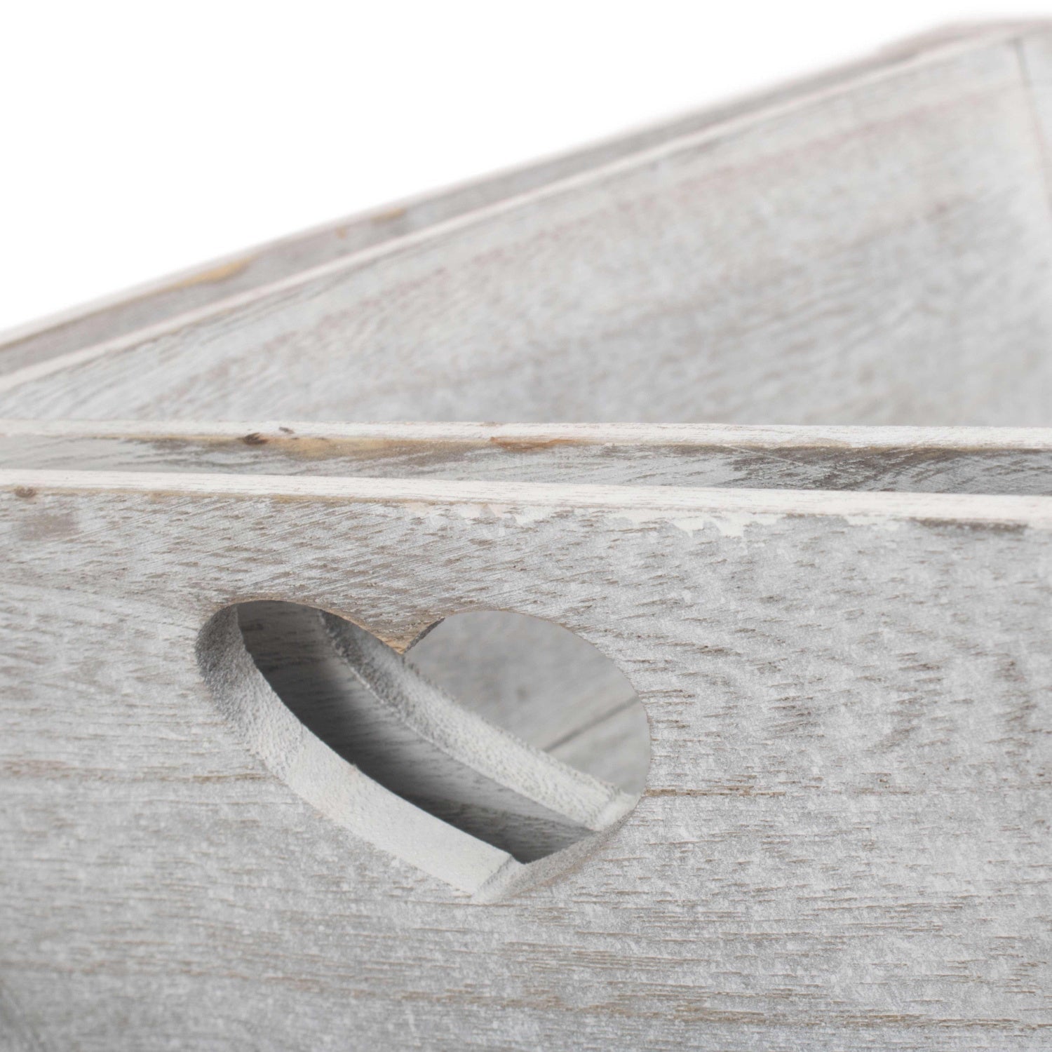 Vintage White Wash Heart Cut-Out Tray Set 2 - REGN