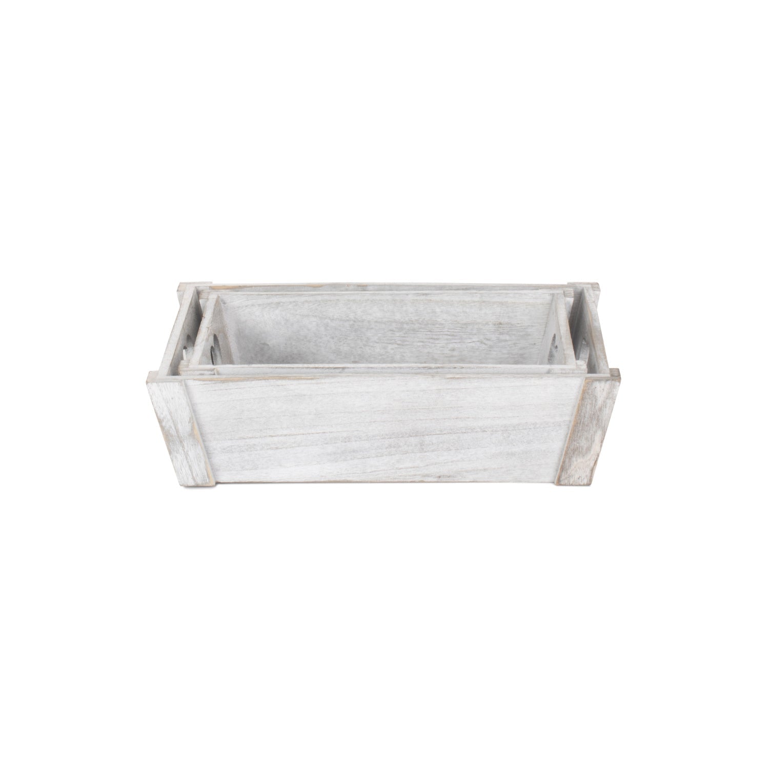 Vintage White Wash Heart Cut-Out Tray Set 2 - REGN