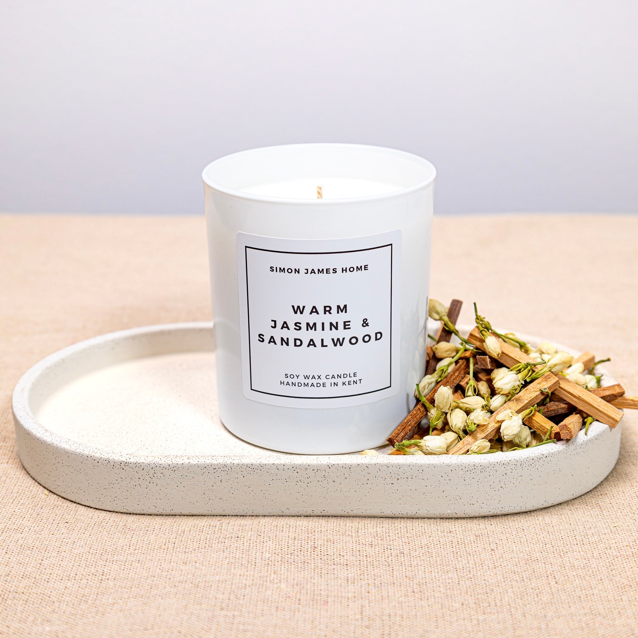 Warm Jasmine & Sandalwood Candle - Luxury Soy Wax - REGN