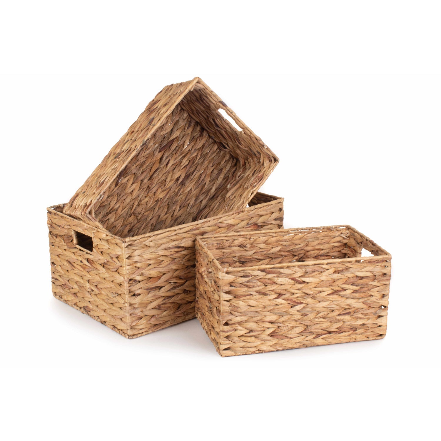 Water Hyacinth Rectangular Storage Baskets Set of 3 - REGN