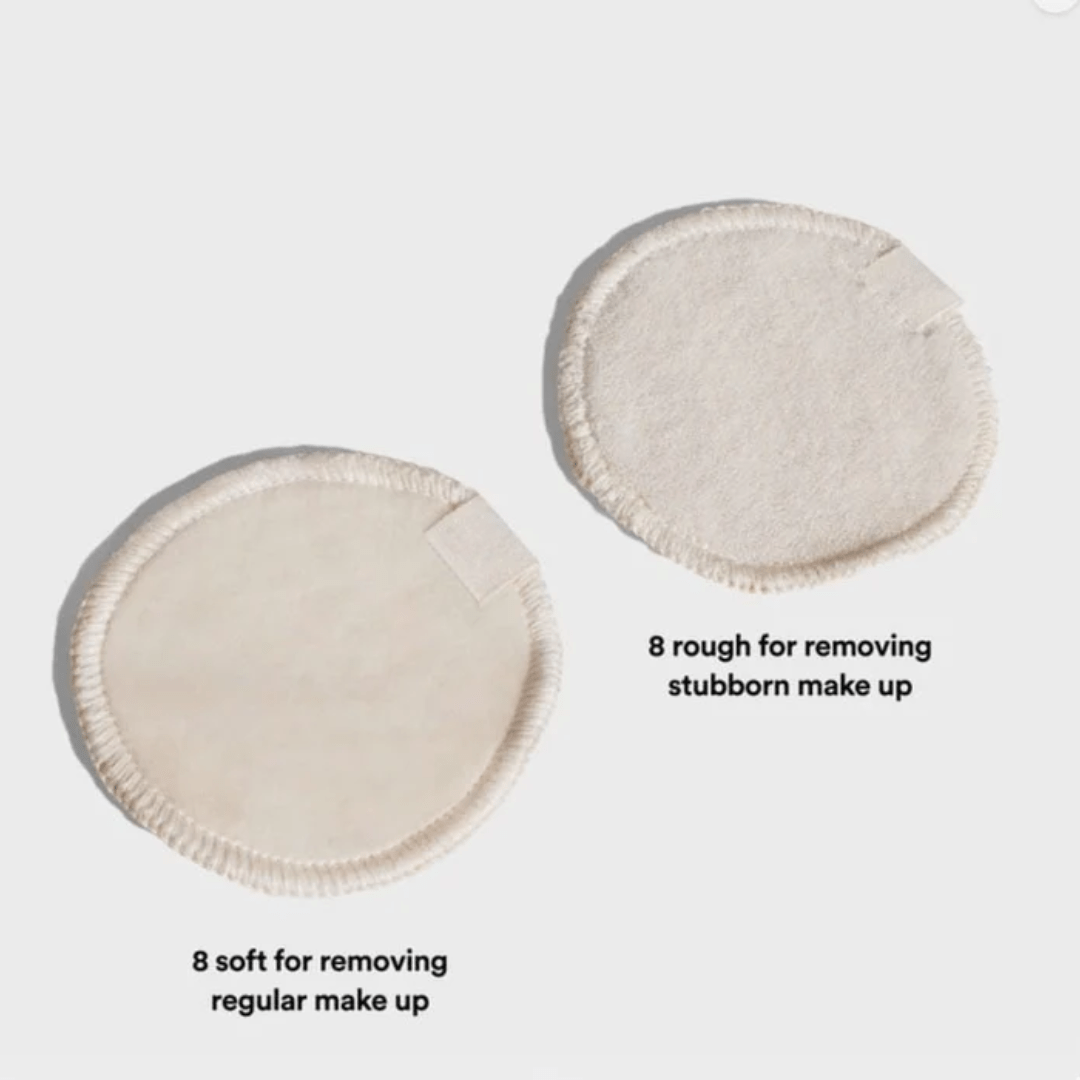 White Organic Reusable Cotton Makeup Remover Pads - Eco Cotton Washable Pads, Pack of 16 - REGN