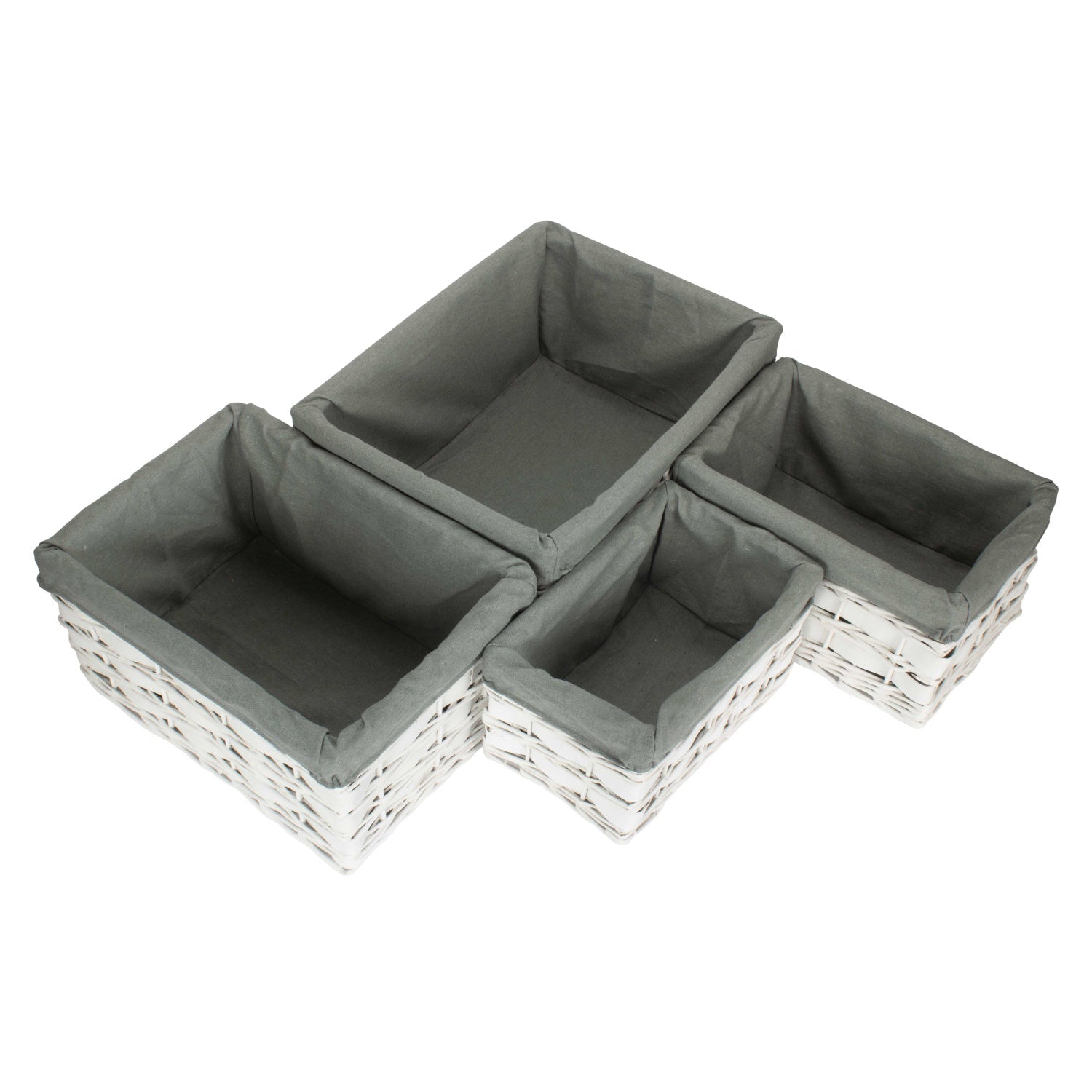 White Scandi Storage Basket with Grey Sage Lining Set 4 - REGN