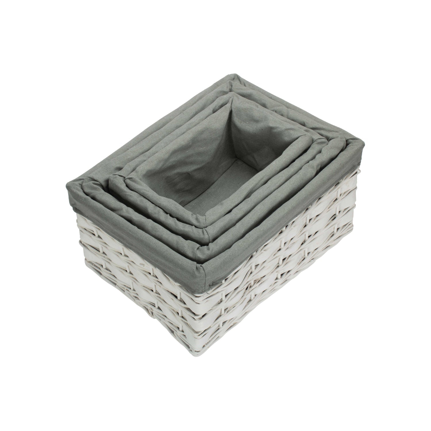 White Scandi Storage Basket with Grey Sage Lining Set 4 - REGN