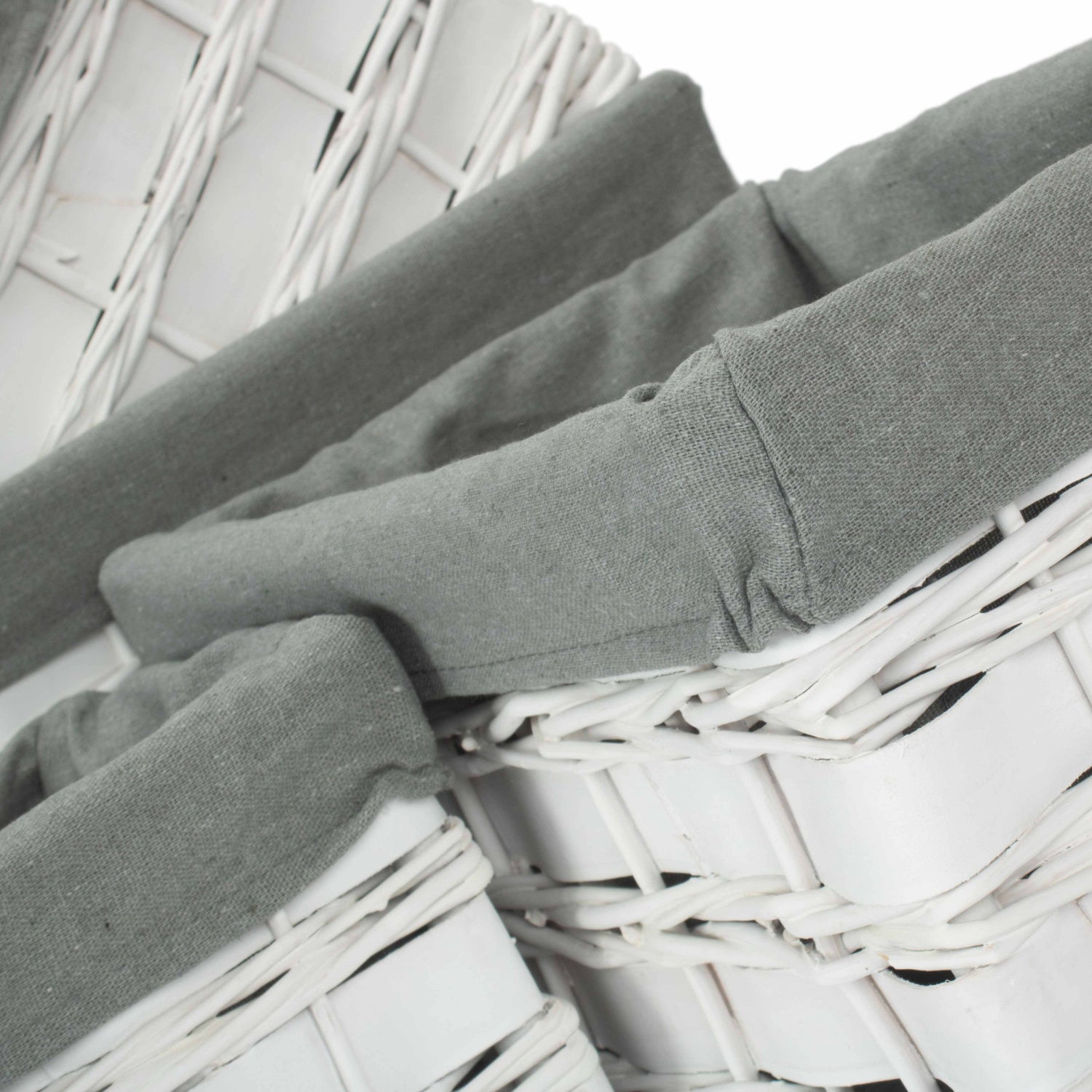 White Scandi Storage Basket with Grey Sage Lining Set 4 - REGN