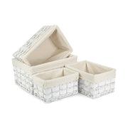 White Scandi Storage Basket with White Lining Set 4 - REGN