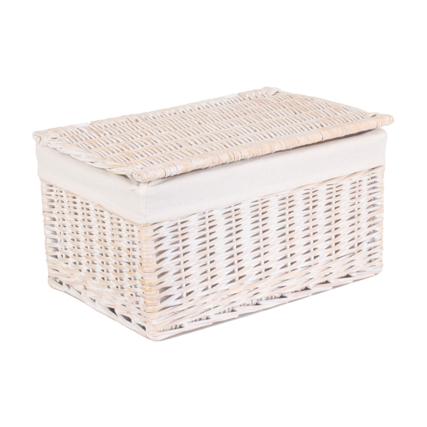 White Wash Finish Willow Storage Hamper with White Lining Set 3 - REGN
