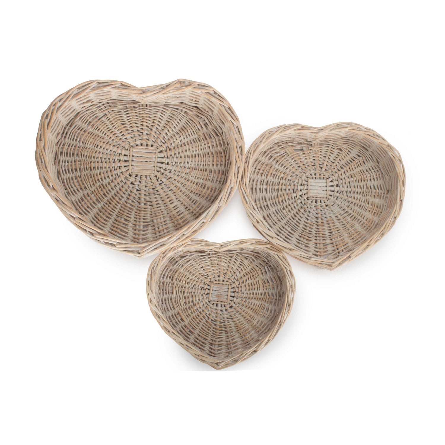 White Wash Heart Shaped Tray Basket Set 3 - REGN