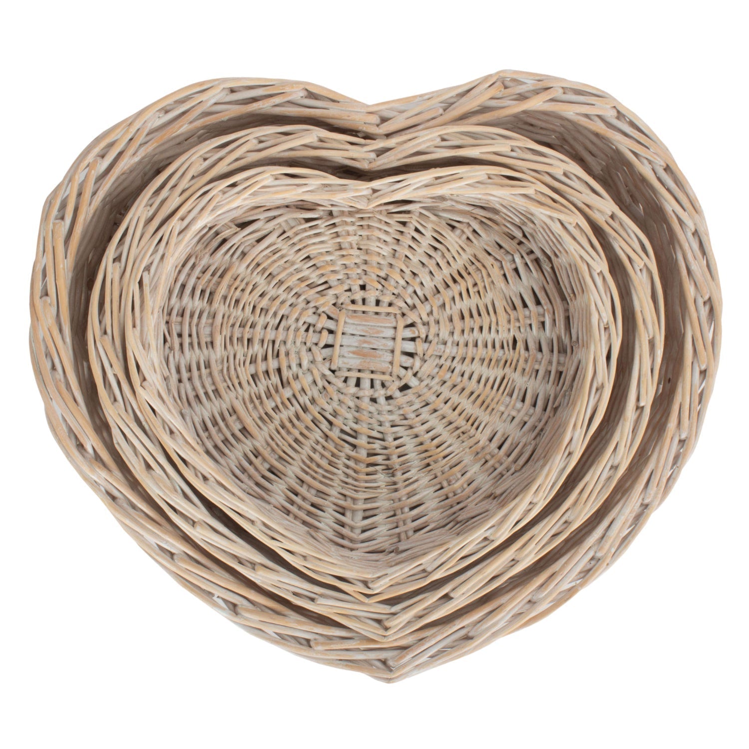 White Wash Heart Shaped Tray Basket Set 3 - REGN