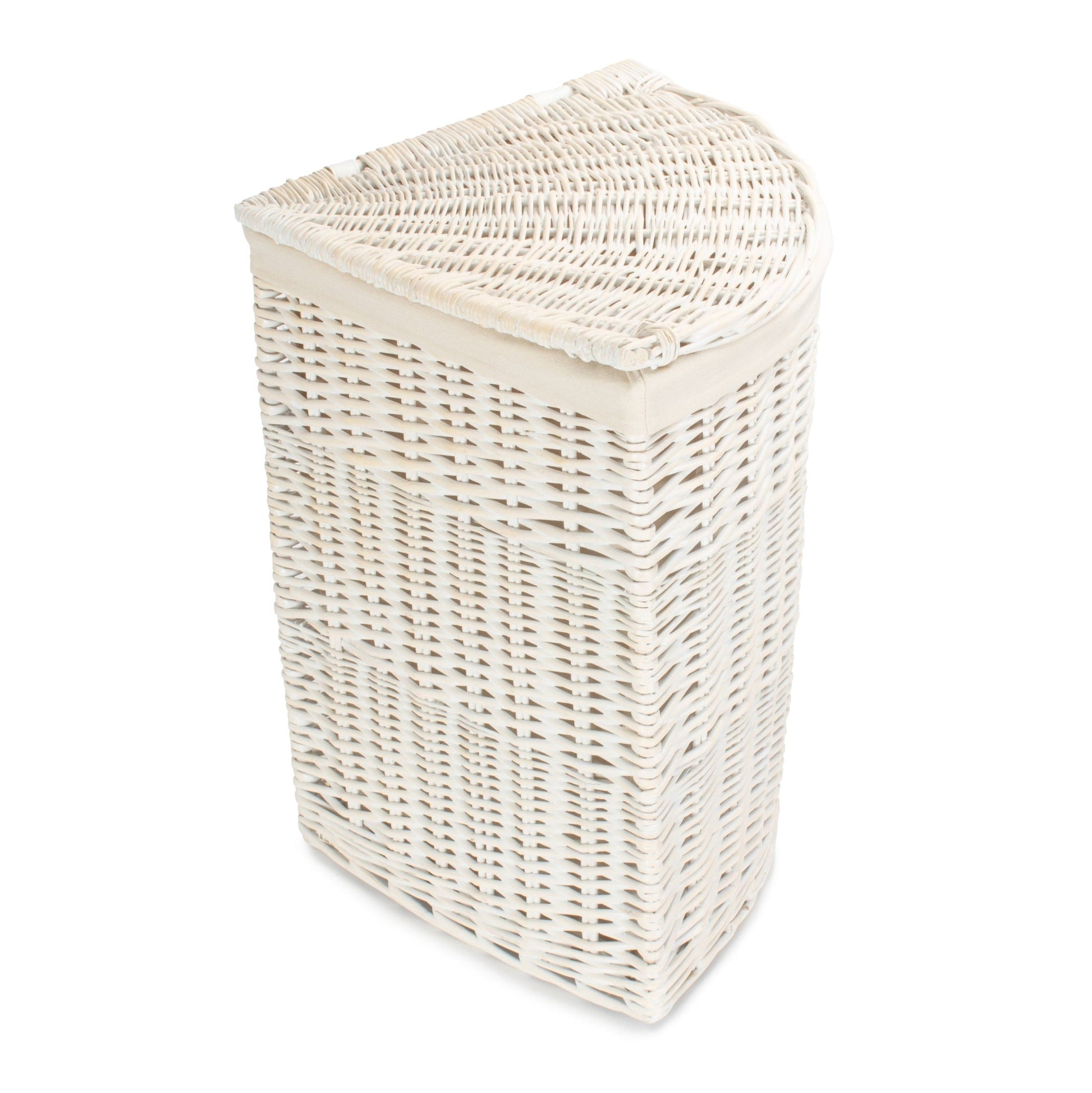 White Wash Willow Corner Laundry Hamper with White Lining - Large - REGN