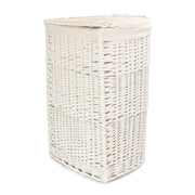 White Wash Willow Corner Laundry Hamper with White Lining - Large - REGN