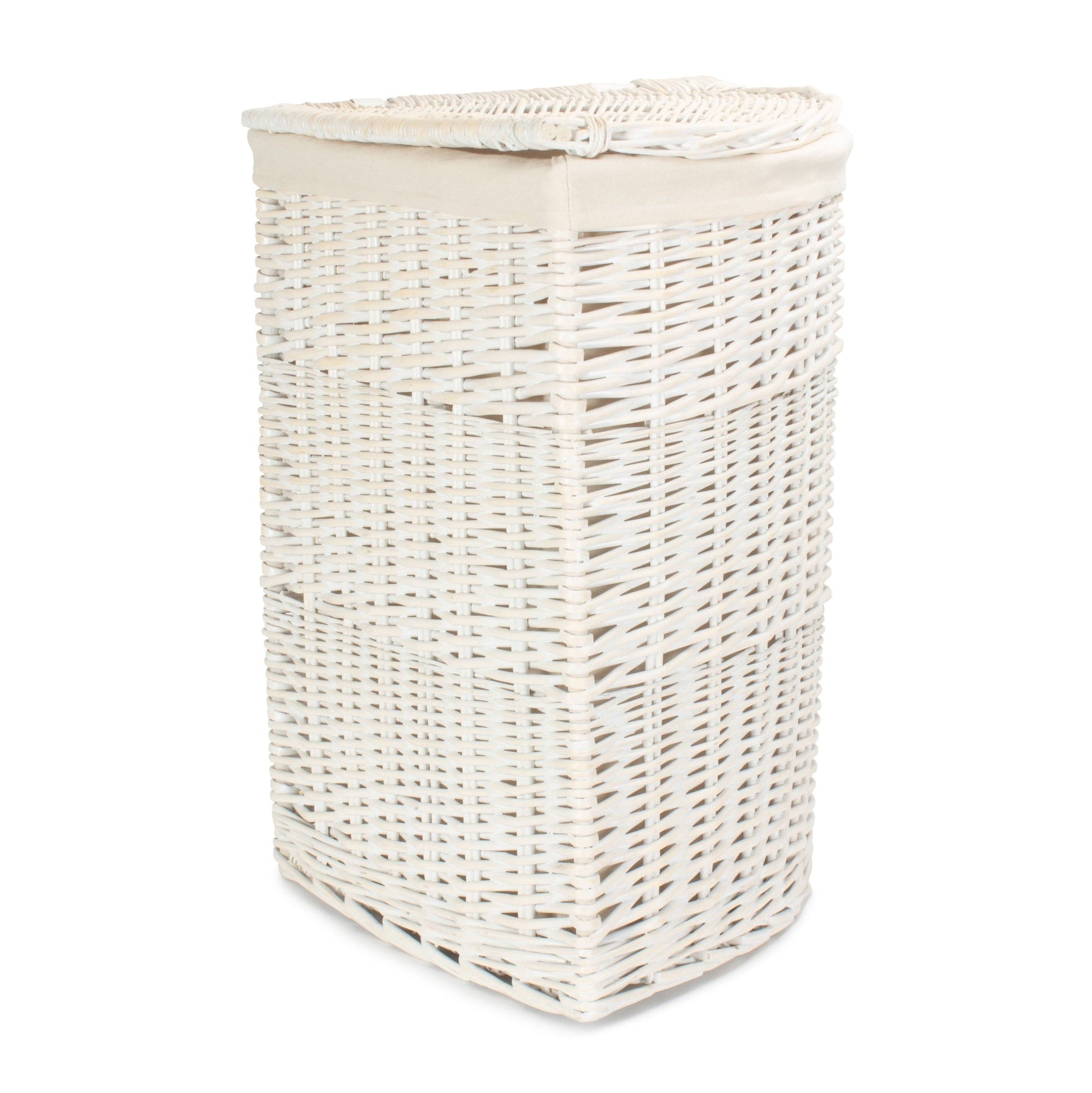 White Wash Willow Corner Laundry Hamper with White Lining - Large - REGN