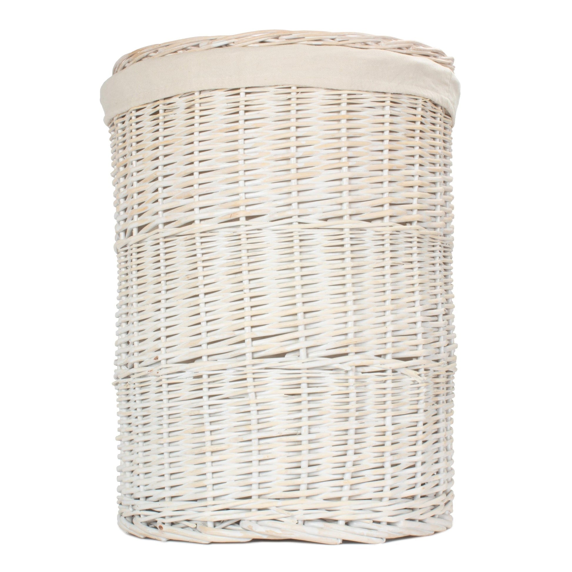 White Wash Willow Round Laundry Hamper with White Lining - Large - REGN