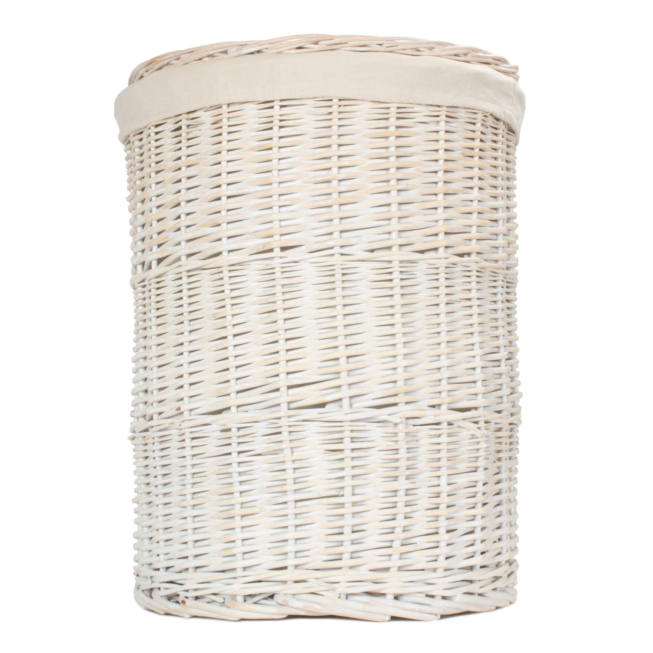 White Wash Willow Round Laundry Hamper with White Lining - Large - REGN